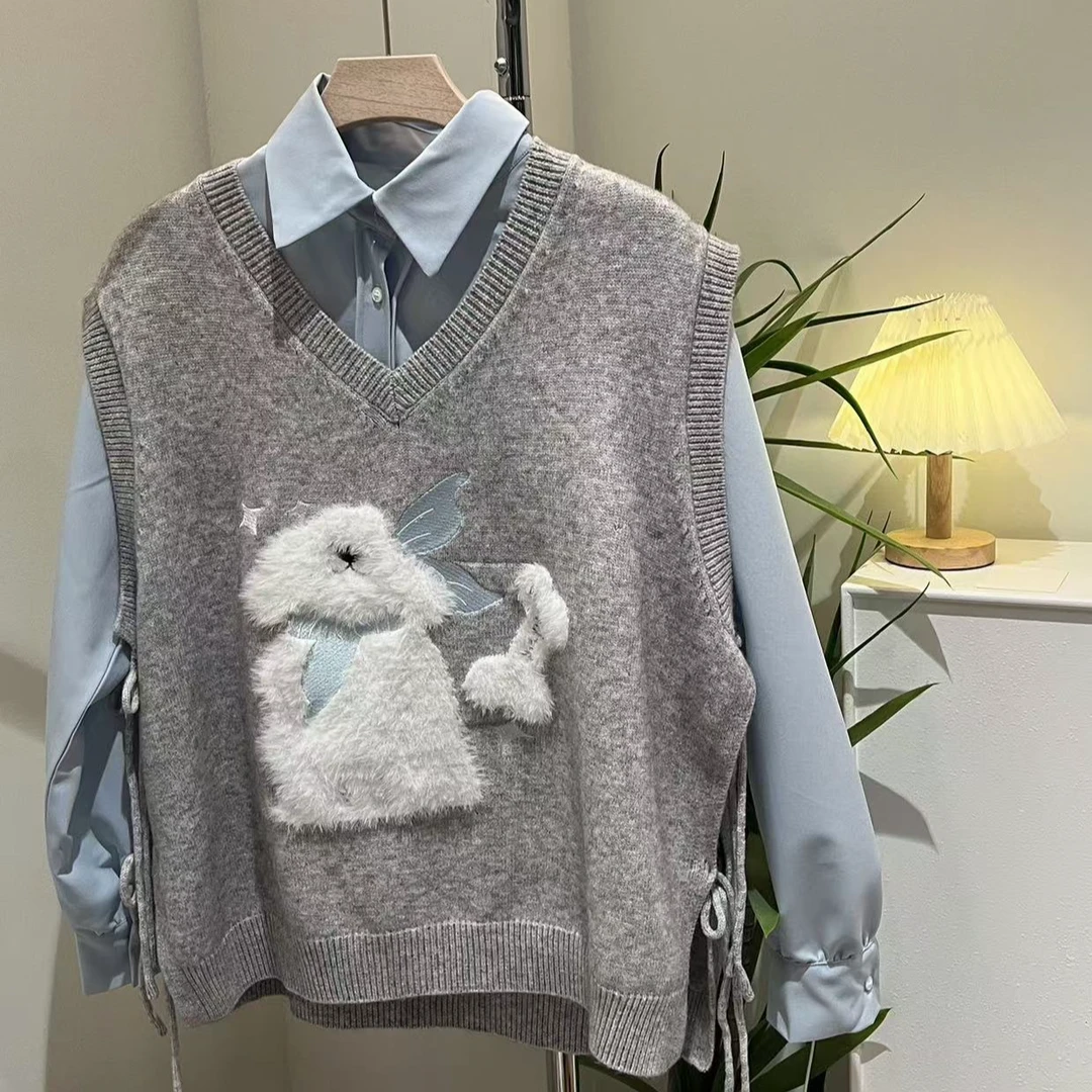 【毛衣马甲】超可爱 oversized版型超显瘦 提花加刺绣质感拉满