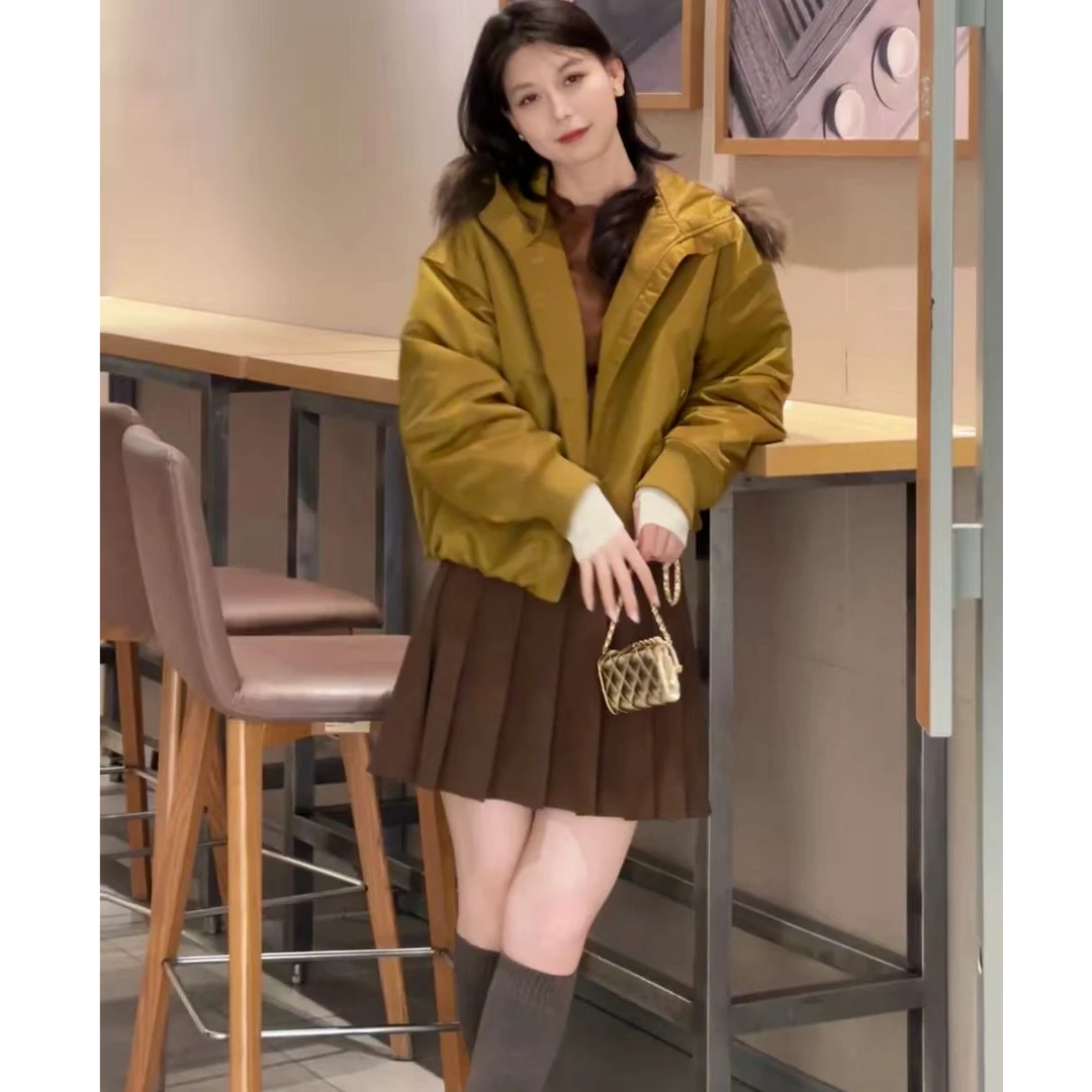 GIRDEAR/哥弟好物秋冬宽松连帽高级感时尚拉链保暖棉服140081