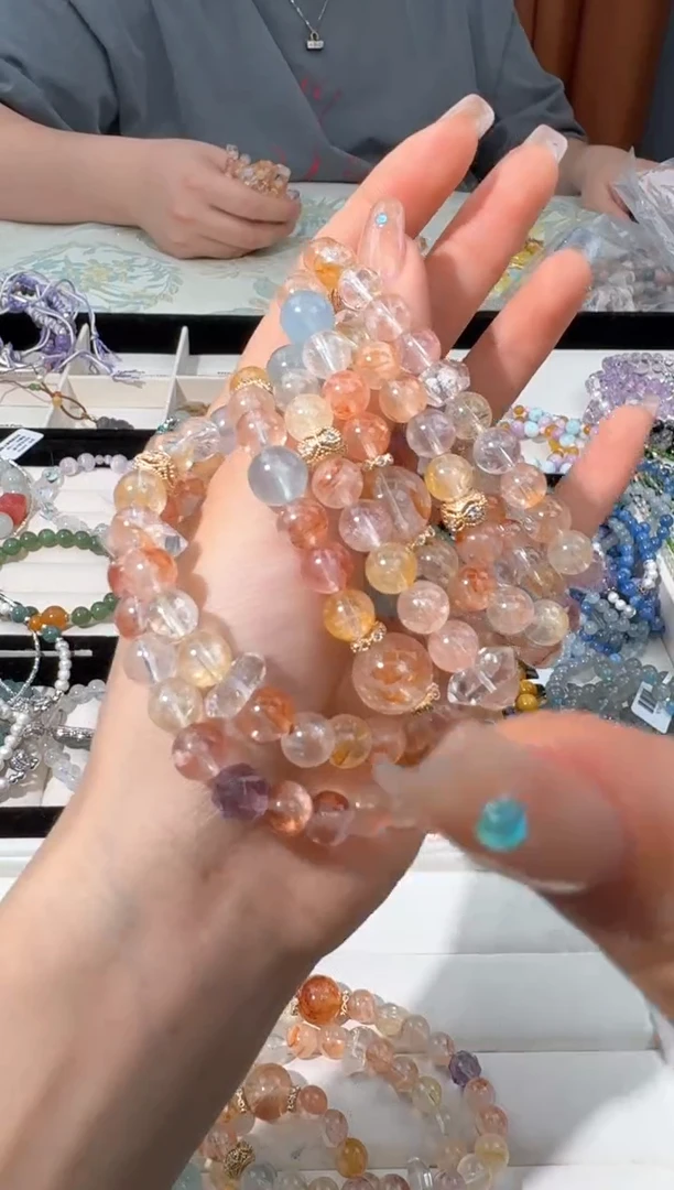 【闪购商品】水晶手链合金N044彩胶花海蓝单珠款