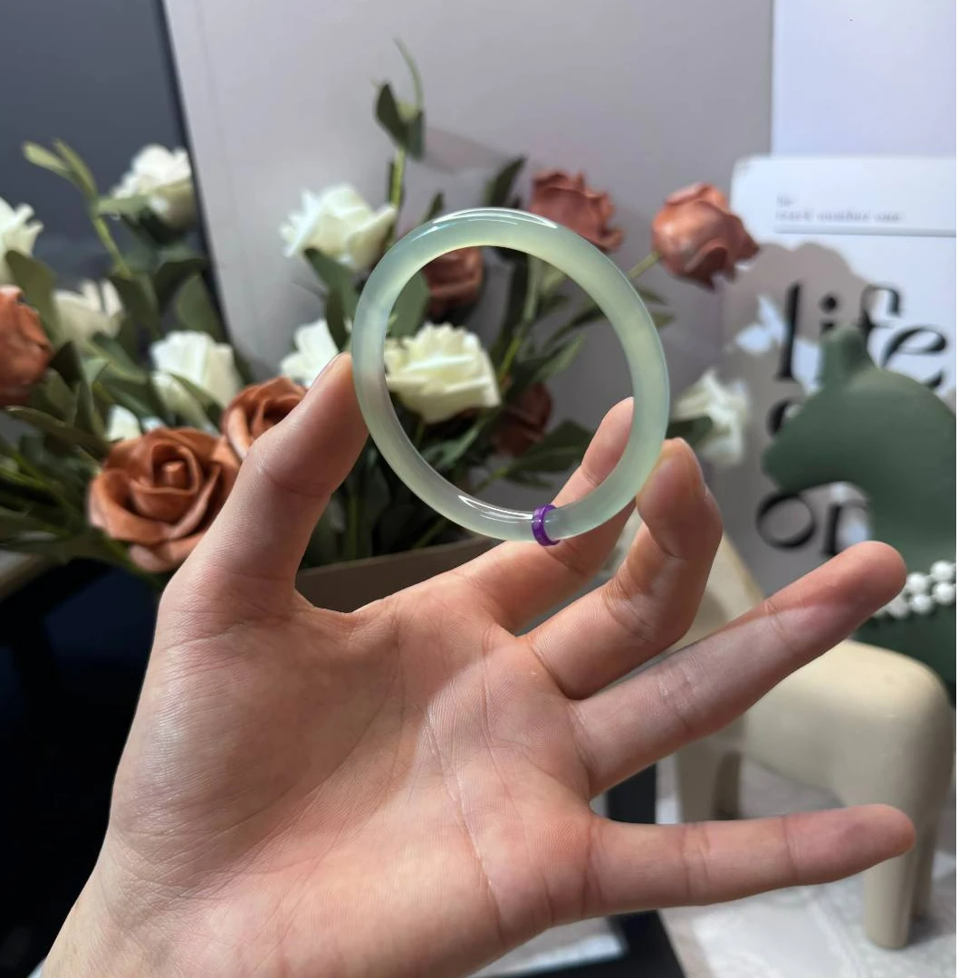 美人条紫标 玛瑙玉髓油青卡6MM福利款玉镯
