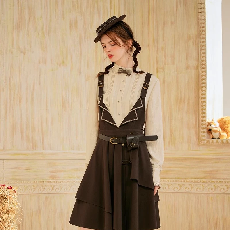 DD+迪迪加气质复古简约女生甜美长袖衬衫DD214D60577