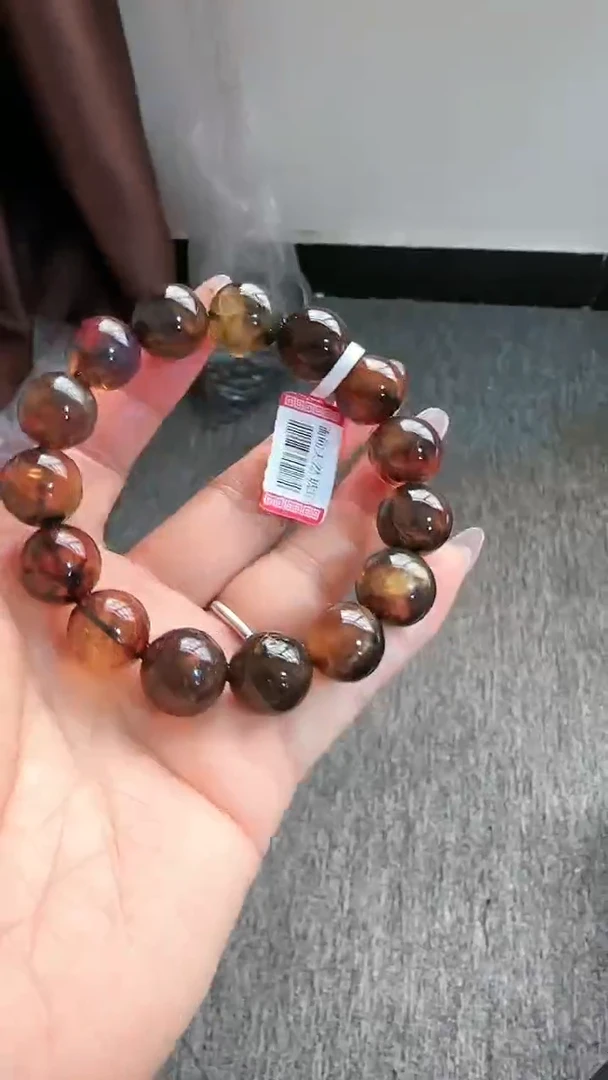 【闪购商品】琥珀手链未镶嵌规格14微瑕灵草珀手串#10