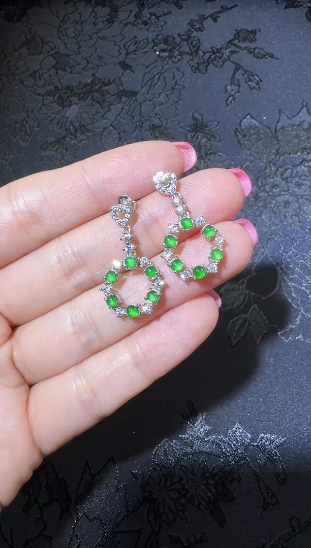 【闪购商品】翡翠耳坠银S925镶嵌耳环