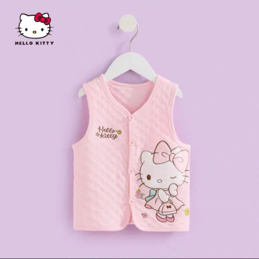 KT猫卡通可爱女童马甲春秋款保暖宝宝马夹背心儿童坎肩外穿上衣