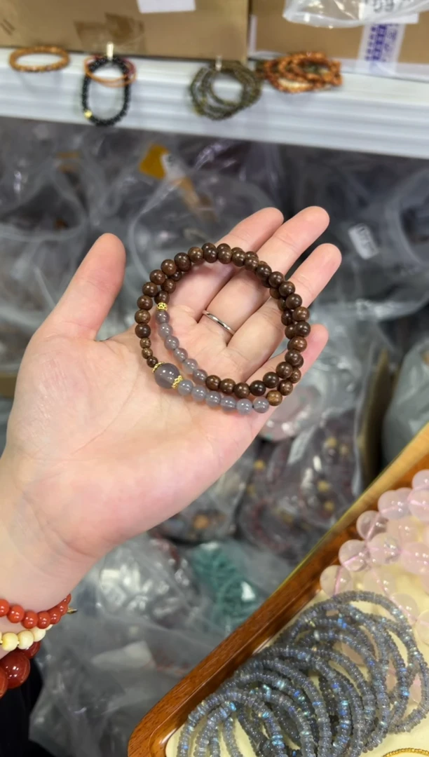 【闪购商品】苏木（金丝檀）手串未镶嵌金丝檀木玛瑙设计款双圈[0808]