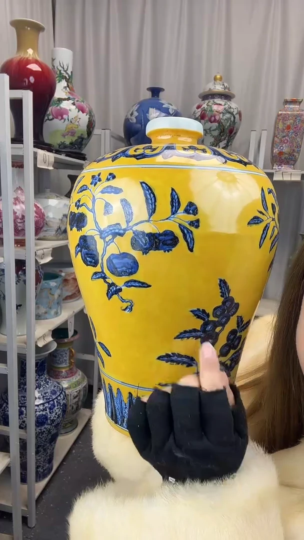 摆件陶瓷景德镇仿古梅瓶全手绘