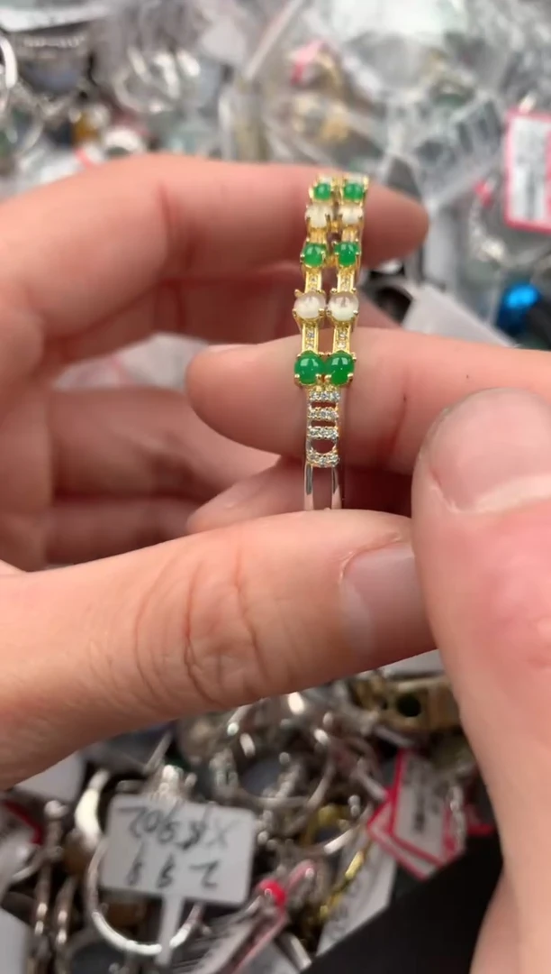 银S925镶嵌戒指翡翠999----2