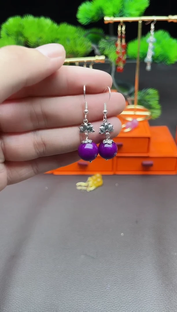 玛瑙/玉髓耳饰银S925镶嵌729