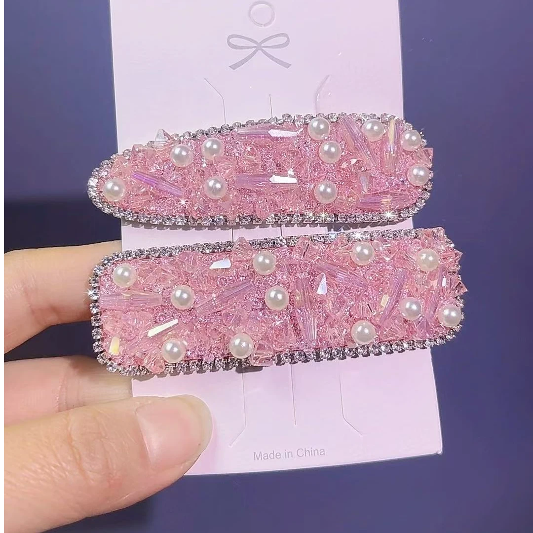 水晶气质BB夹秋冬高级感头饰精致水钻蓝色发卡女发夹边夹侧边发饰