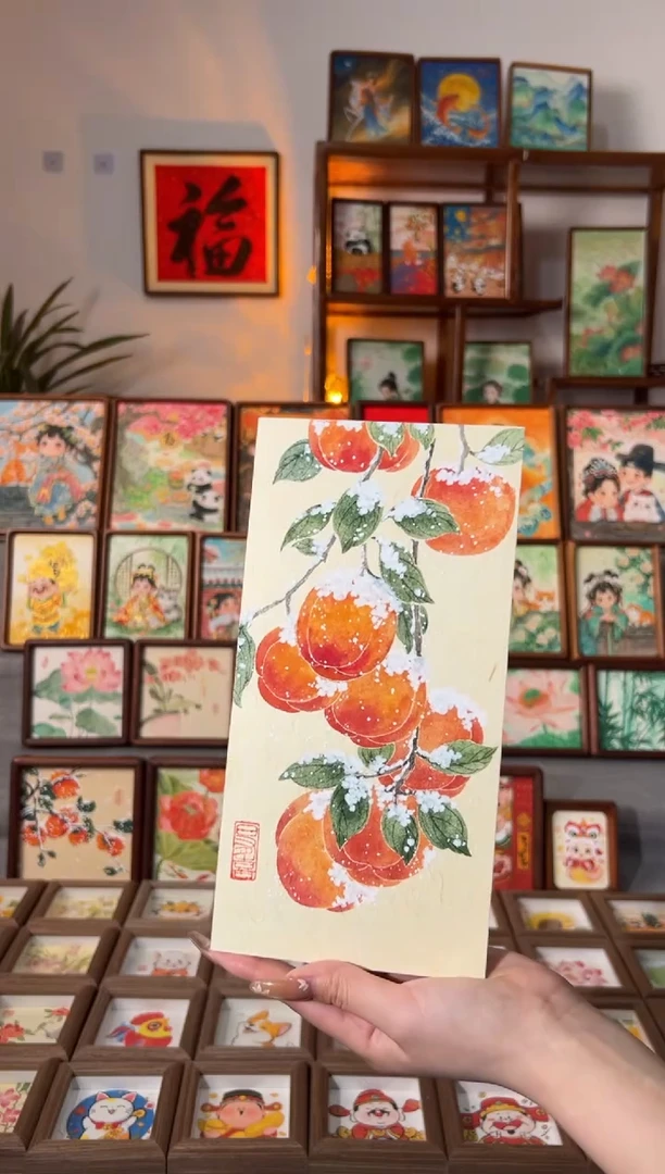 【闪购商品】国画大雪柿 手绘国画28画芯