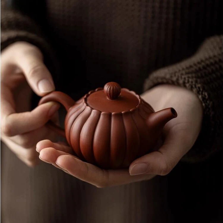 祖奇宜兴紫砂南瓜壶手工泡茶壶家用喝茶壶朱泥大红袍茶壶纯壶单壶