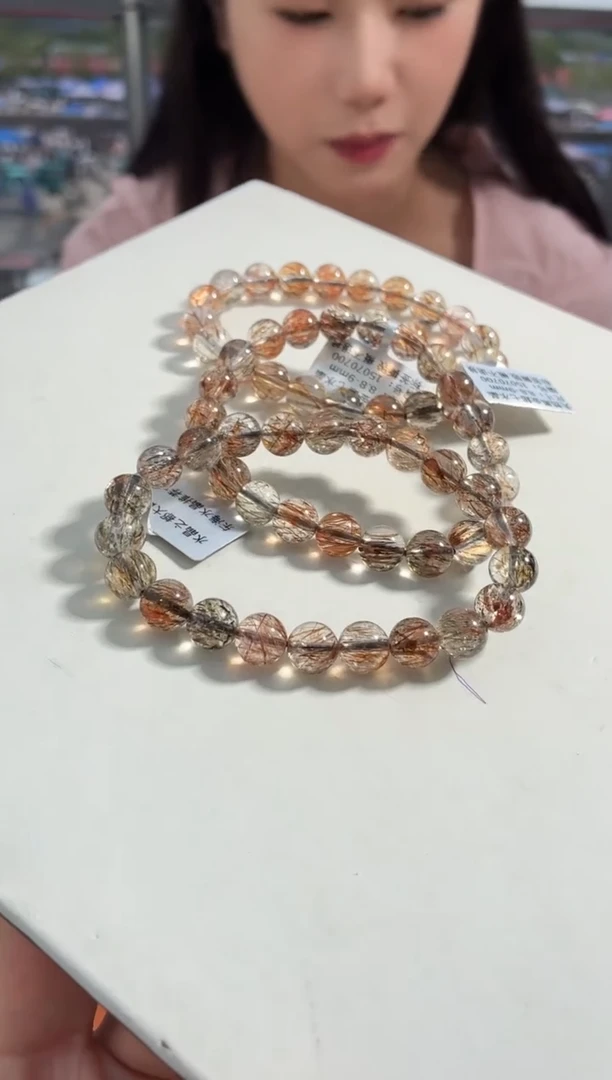 水晶手链未镶嵌8.8-9mm黑金超手链多样性发一