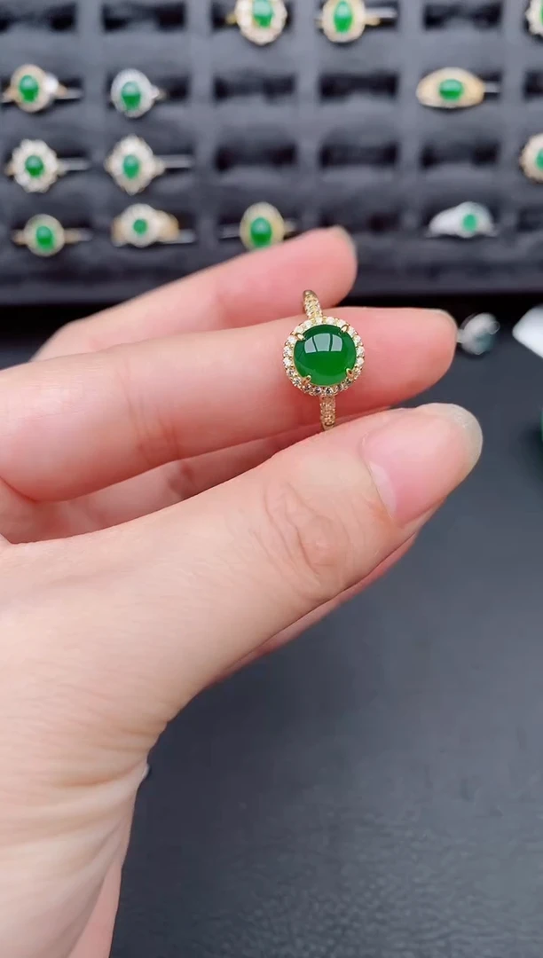 银S925镶嵌戒指翡翠天然a货翡翠123