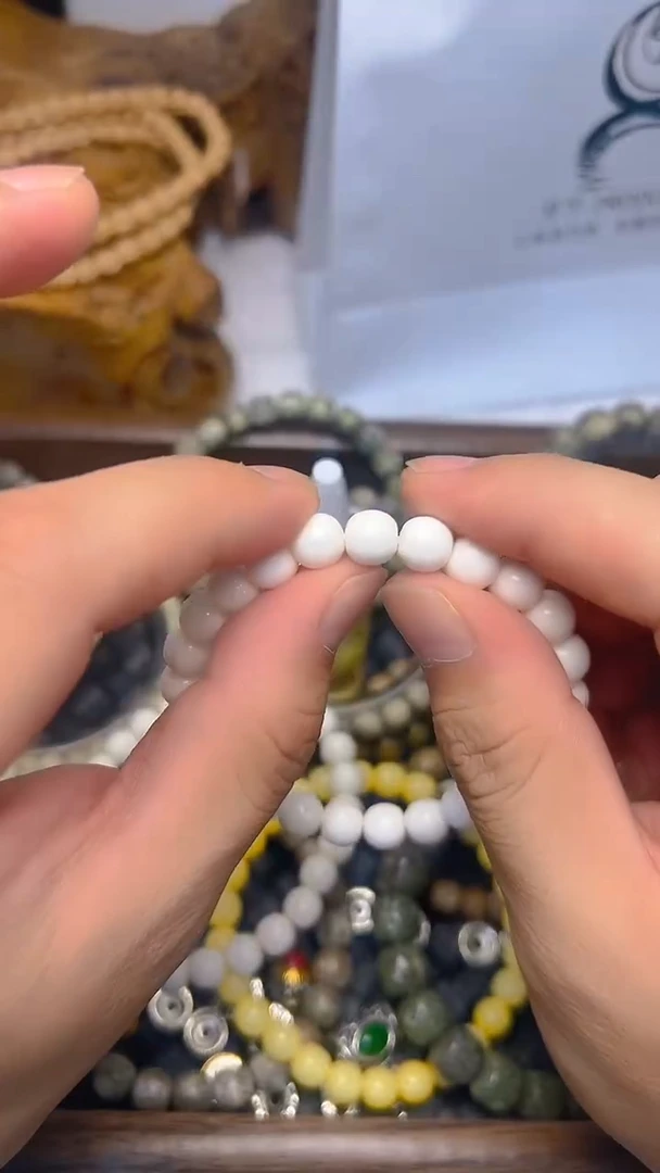 手串/手链驼骨月下 驼骨战斗霞 骨瓷白  33.3