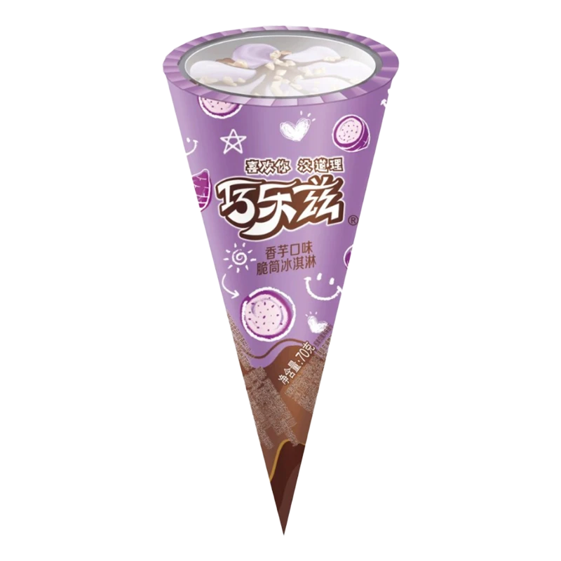 伊利巧乐兹香芋口味脆筒冰淇淋70g雪糕同城送