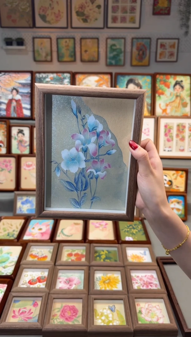 国画桔梗花 手绘国画8寸