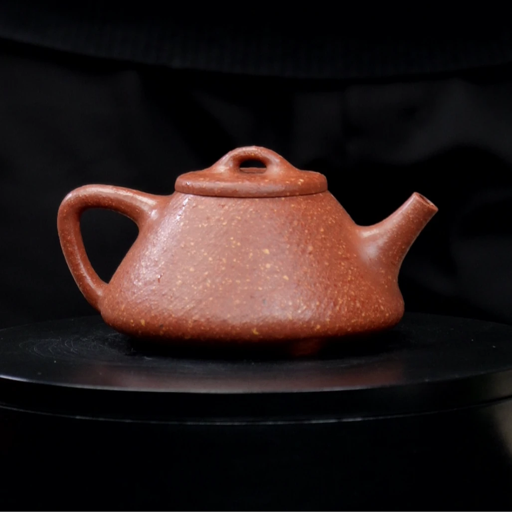 一品紫砂八目粗砂红降坡子冶石瓢手工紫砂壶