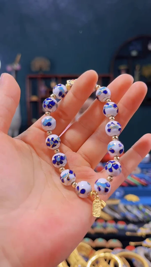 【闪购商品】非遗绝技 景泰蓝手串 白