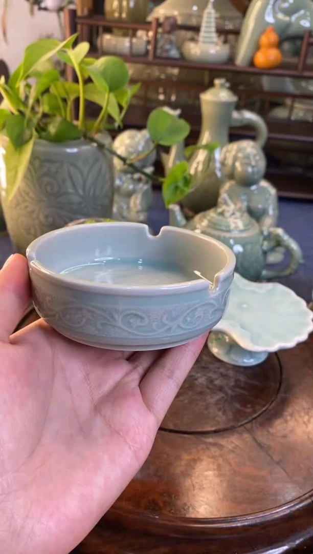 耀州窑 瑕疵 烟灰缸（天青） 一个