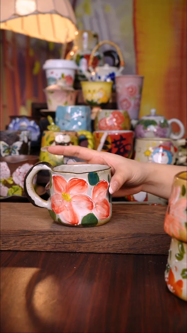 杯子陶泥垚手作 景德镇手工手绘陶瓷器物