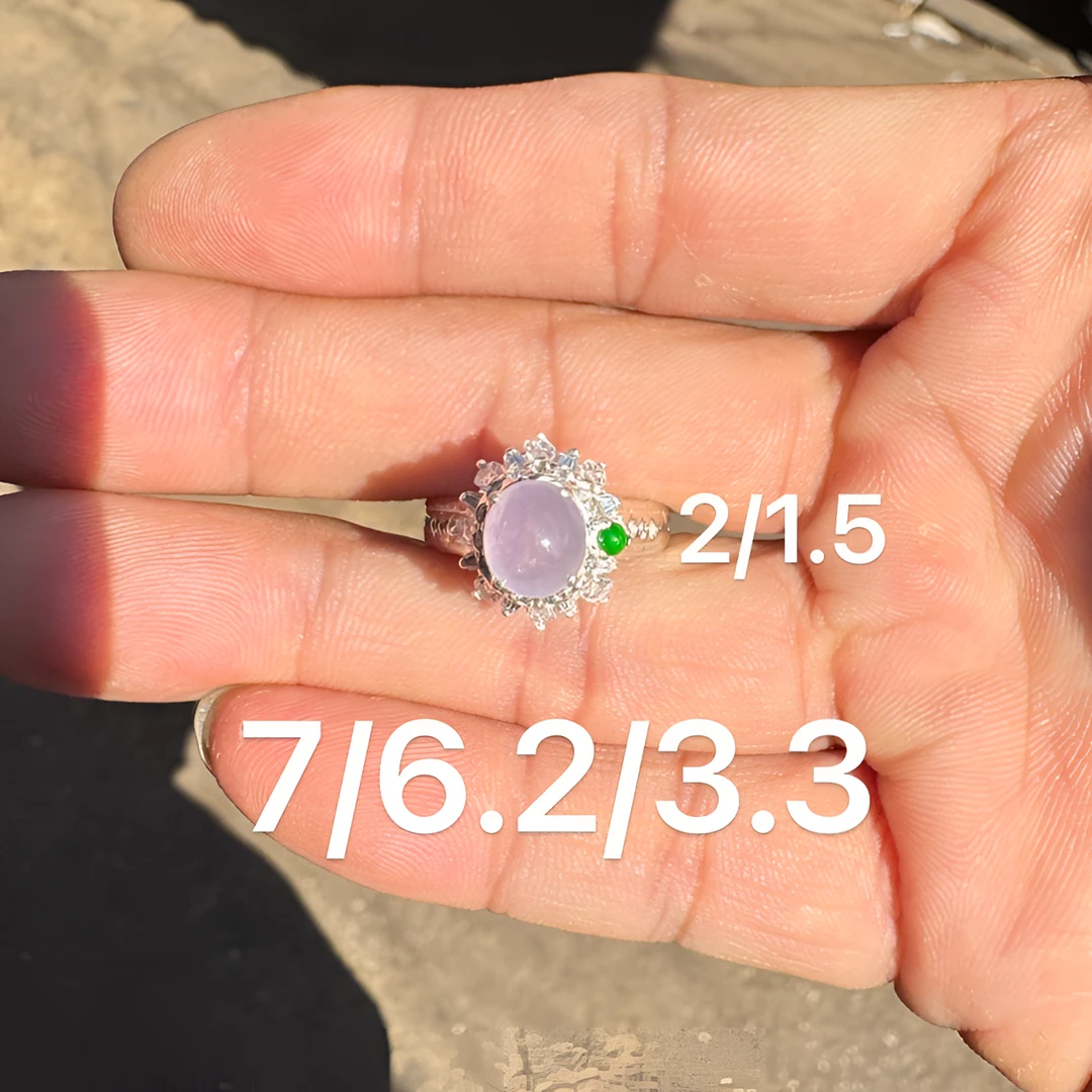 1215(小哪吒在源头)冰种翡翠桃花春戒面干净饱满杠味荧光足M80