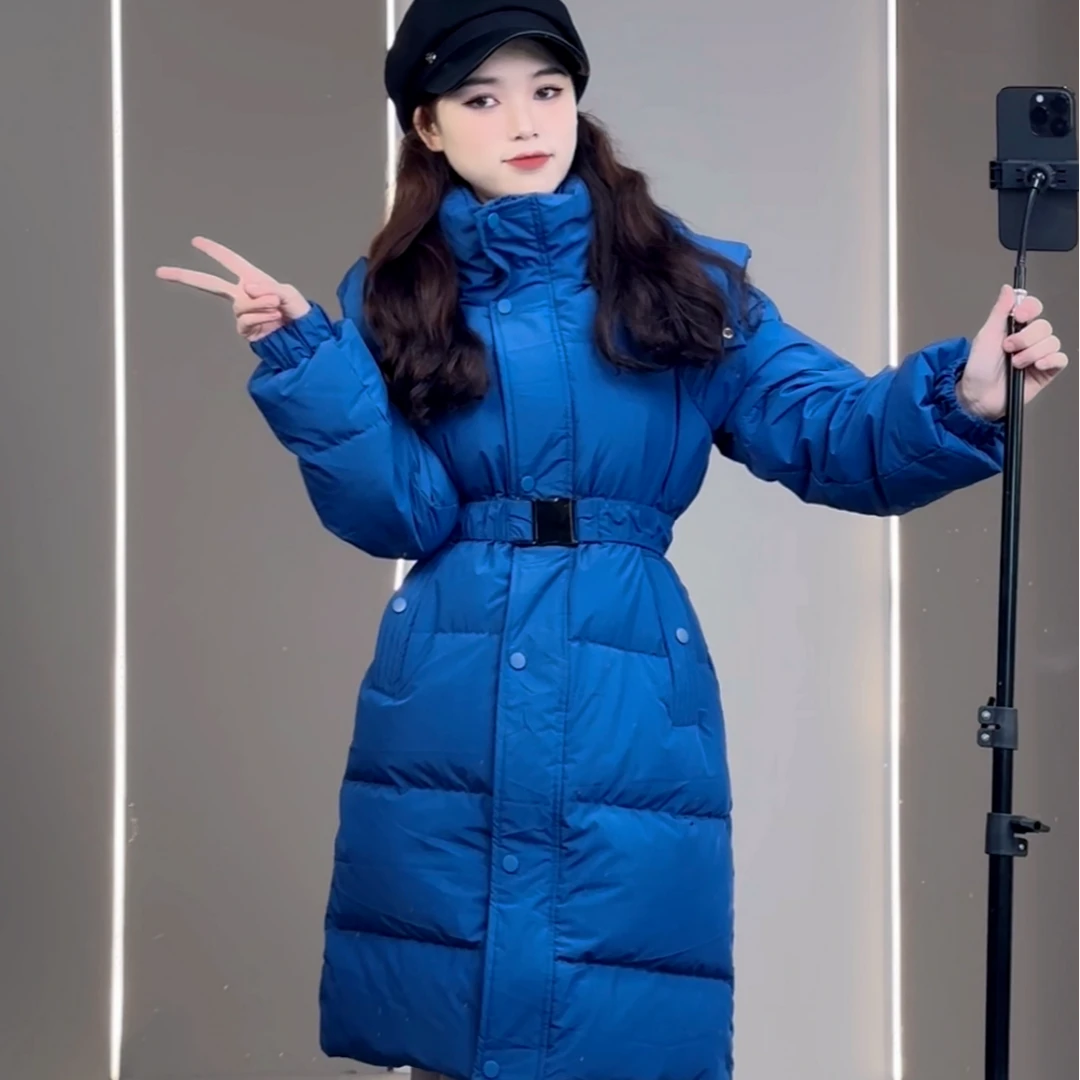 【克莱茵兰】2023新款白鸭绒收腰显瘦时尚中长款羽绒服