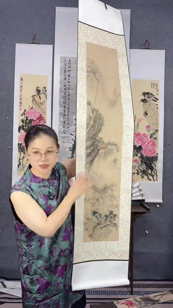 国画175*32吴铁成手绘作品卷轴