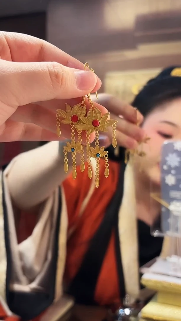 无925银莲花耳环/对