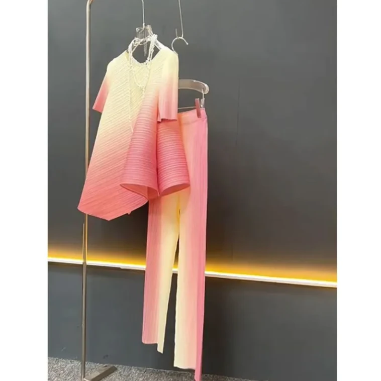 夏装女装小香风休闲时尚褶皱活泼渐层两件式套装轻奢高级179