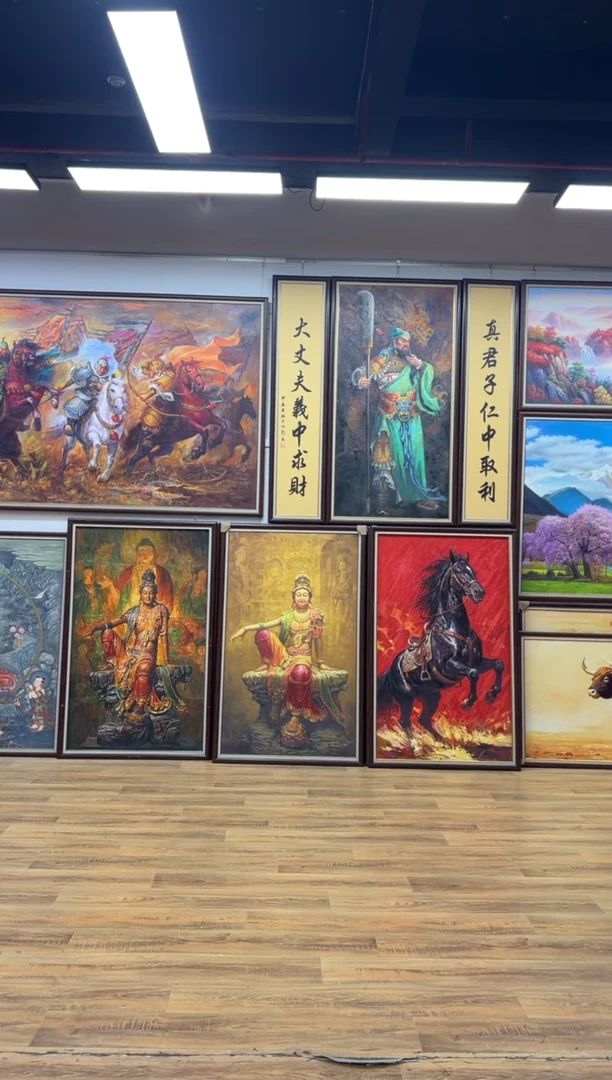 油画甲*真武大帝办公室客厅走廊家居挂画客厅挂画油画版画