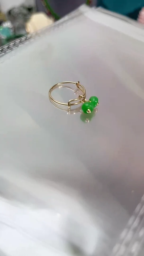 【闪购商品】翡翠戒指14K金镶嵌抽拉69