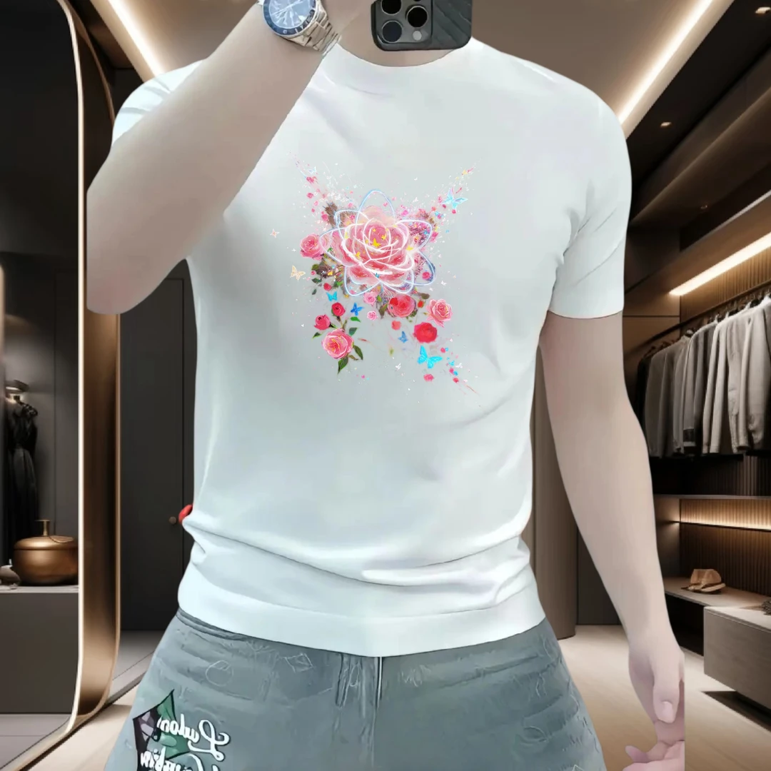 新款百搭潮牌T恤男重磅弹力短袖高街设计感修身痞帅半袖上衣体恤