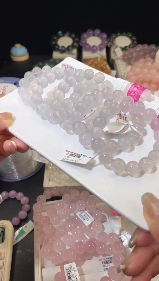 未镶嵌手链萤石多样性发一Q97奶紫12mm