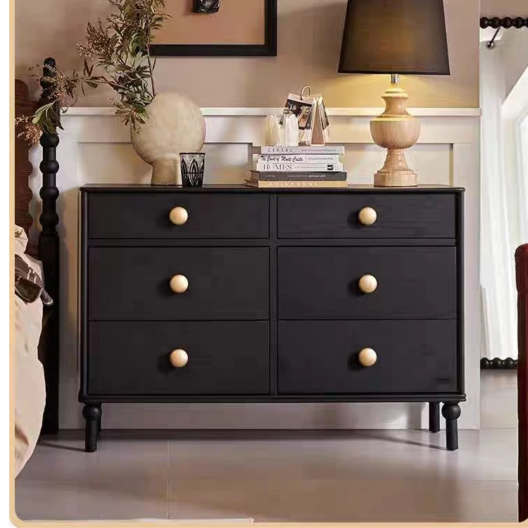 实木法式中古抽屉柜轻复古全实木六斗柜卧室客厅储物收纳柜