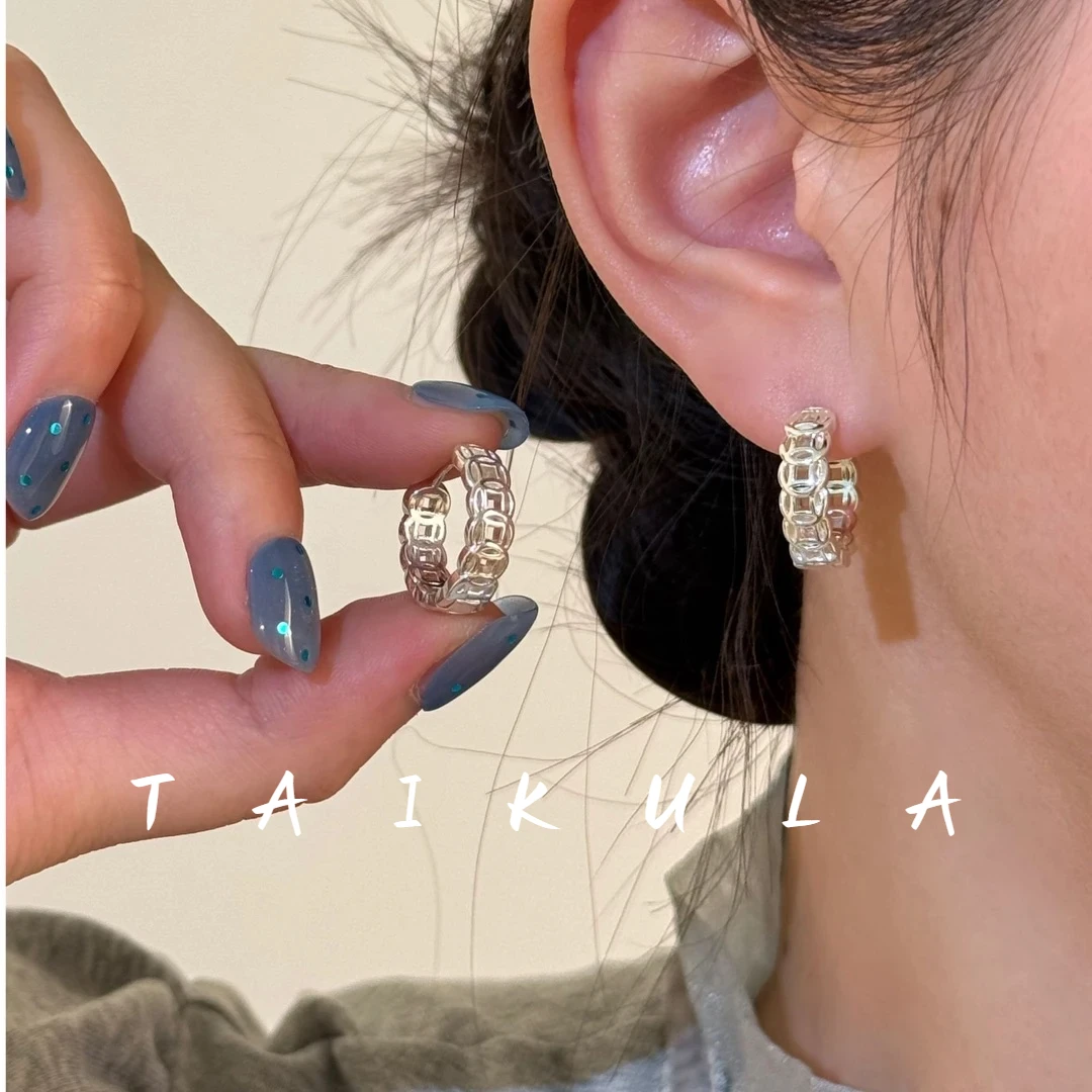 925银针【钱多多】耳环2025新款爆款古钱币型小众设计感耳扣耳饰