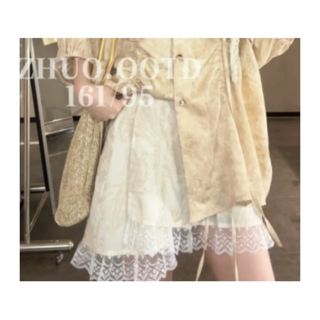 7月旻旻家设计感小众蕾丝夏季短裤裙女（60219）