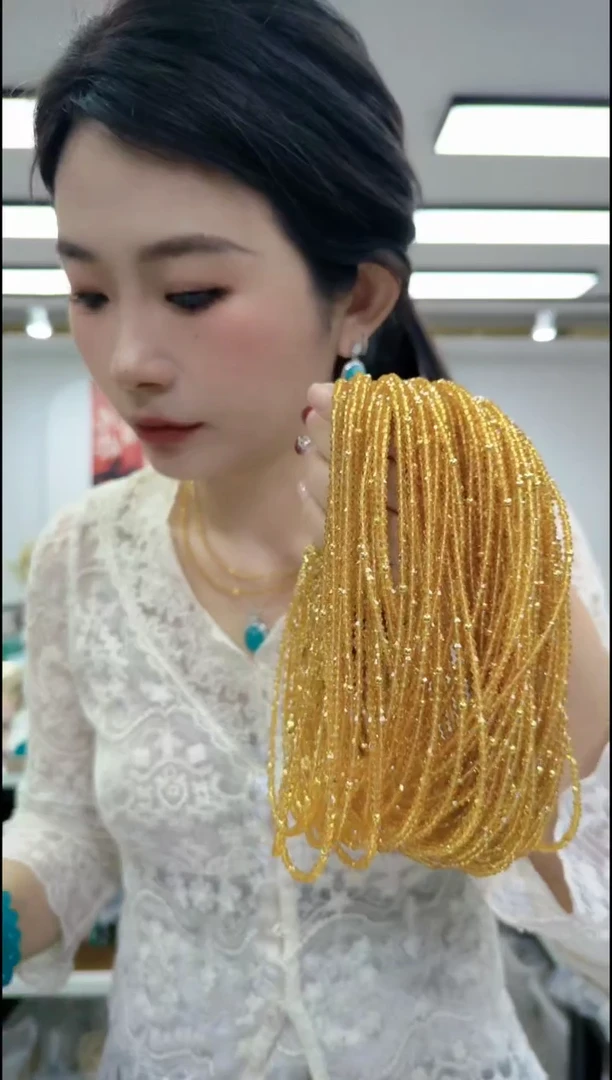 【闪购商品】玻璃颈饰0628黄色单圈