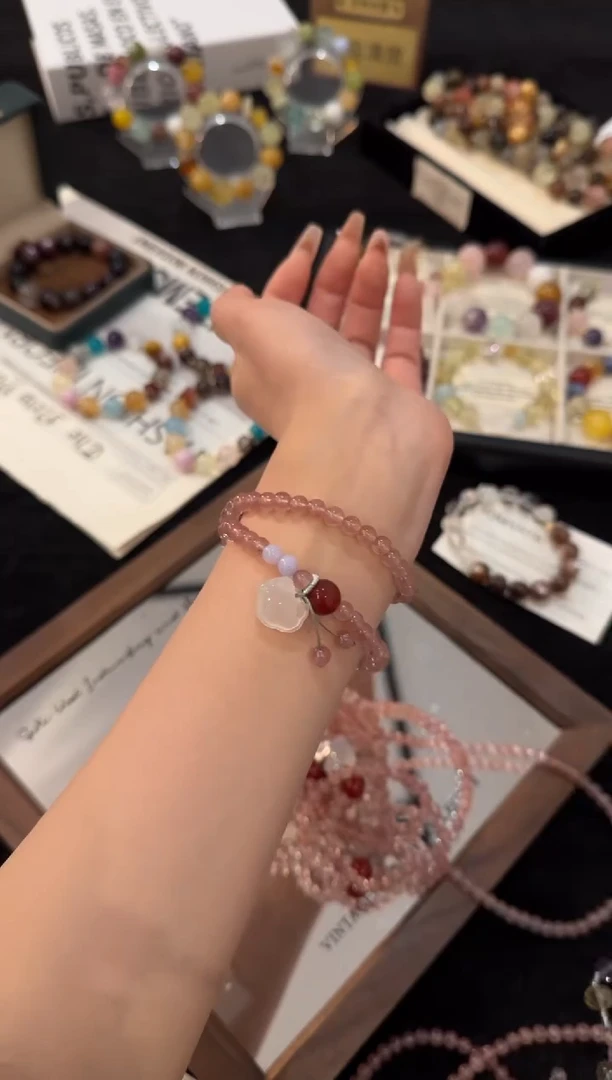 未镶嵌手链水晶草莓晶双圈x3185