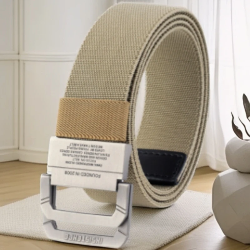 双环扣尼龙松紧弹力腰带战术户外皮带男韩版编织帆布裤带休闲耐磨