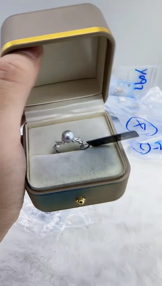 银S925镶嵌海水珍珠DA珍珠戒指7-8 a700