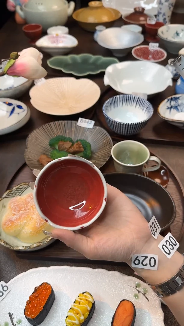瓷原矿郎红窑变釉蘸料碟
