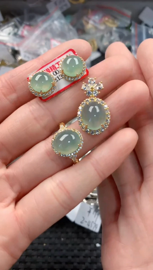 银S925镶嵌戒指翡翠333   2