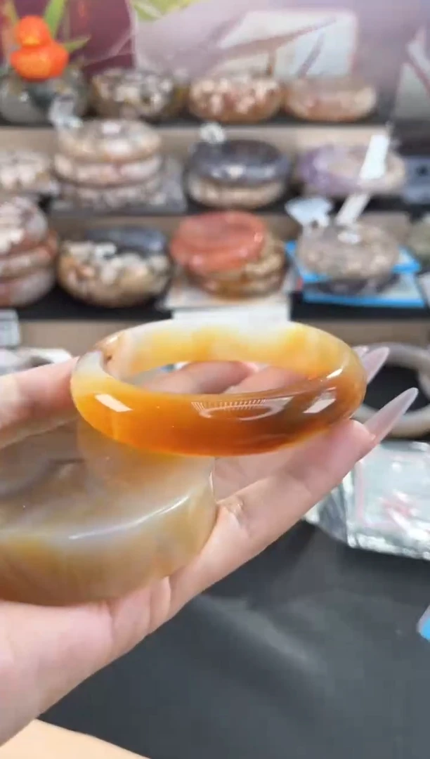 未镶嵌手镯石英质玉天然樱花玛瑙手镯（镯心赠品)59