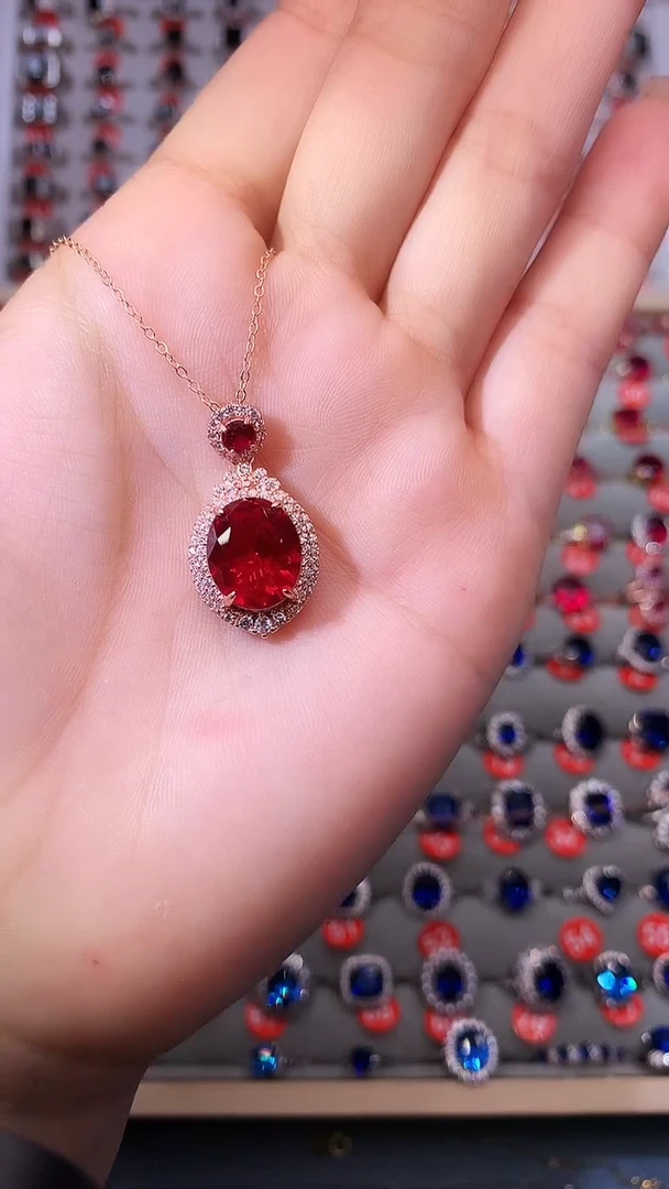 【闪购商品】红宝石吊坠(赠链)银S925镶嵌111111