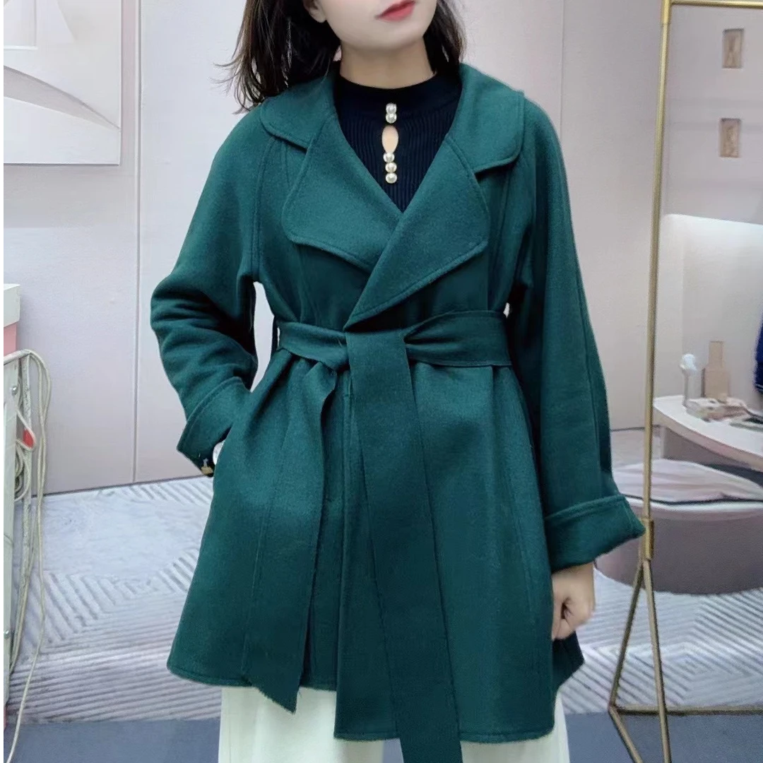 双面毛呢外套女秋冬新款时尚洋气减龄中长款上衣#3288