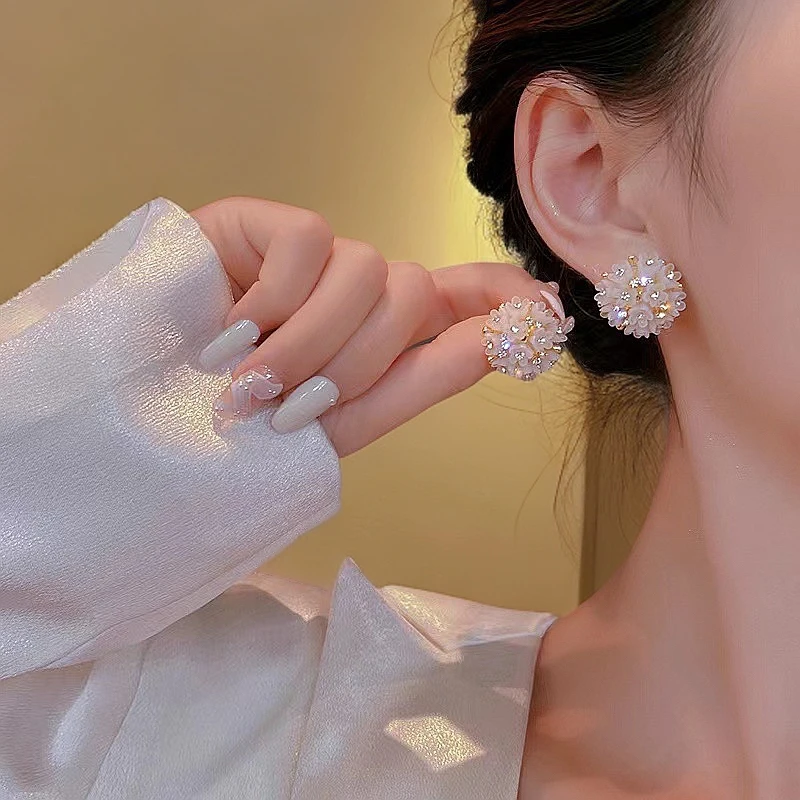 铜合金耳饰 2025新款时尚气质耳饰女夏季花朵耳钉简约百搭耳环008