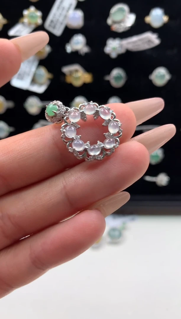 翡翠银S925镶嵌吊坠(不含链)687