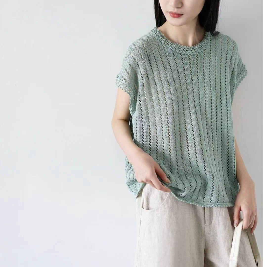 夏季新品100%棉独家定制进口纱线T恤，特殊的纺纱老钱风女式衣服