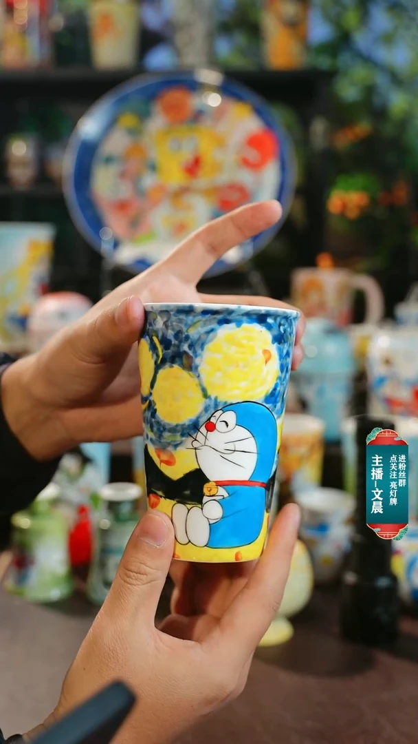 景德镇高温釉下彩纯手工手绘微瑕