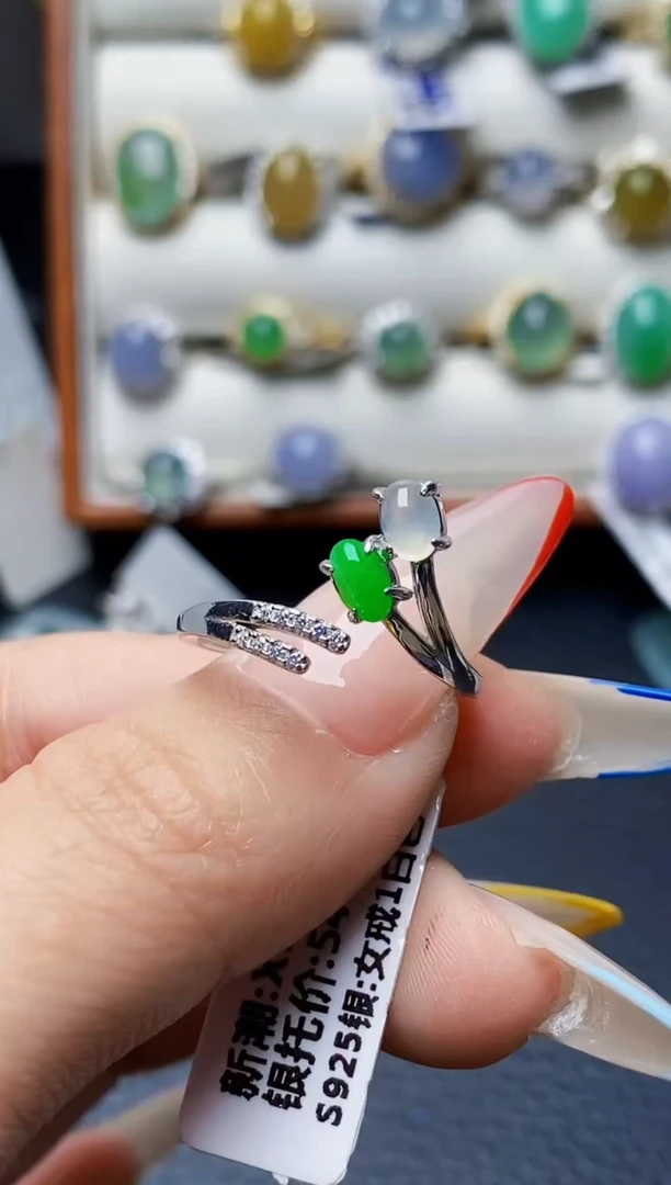 银S925镶嵌戒指翡翠1954